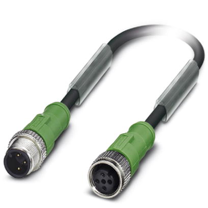 Phoenix Contact M12 to M12 Cordset; SAC-3P-M12MS/1.5-PUR/M12FS; Female Straight to Male Straight; 3-Pin; 3-Wire to 3-Pin; 1.5m PUR Cable